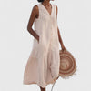 Sleeveless Linen Button-Front Dress for Women