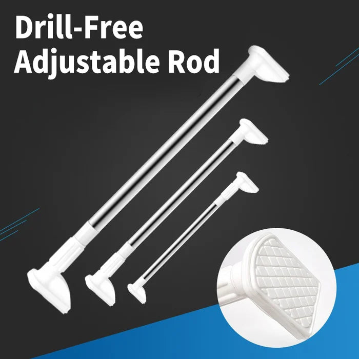 Adjustable Tension Rod Without Drilling for Curtains, Showers and Wardrobes