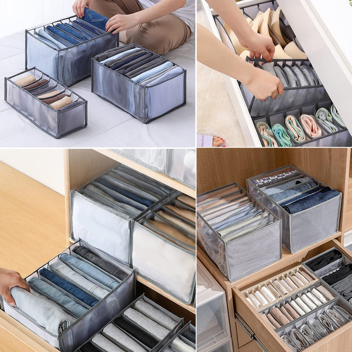 Wardrobe organizer bags for folded, crease-free clothes in drawers and wardrobes