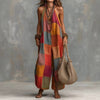 Women's Casual Plaid Jumpsuit with Wide Leg Pants