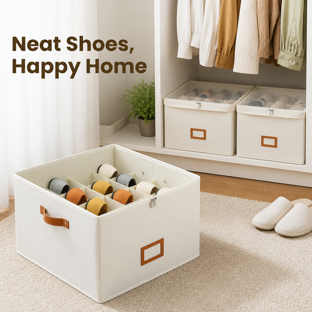 Foldable Shoe Organizer — Breathable, Space-Saving Wardrobe Storage