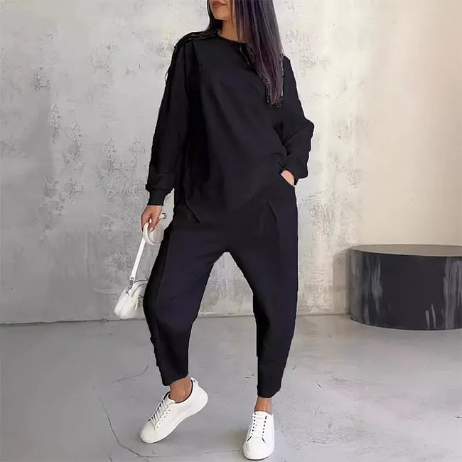 Two-piece set: casual long-sleeved sweatshirt and joggers
