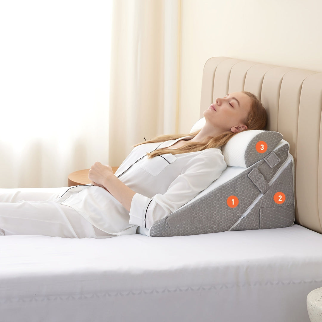 RelaxPlus Adjustable Orthopedic Wedge Pillow - Premium 7-in-1 Memory Foam Support System