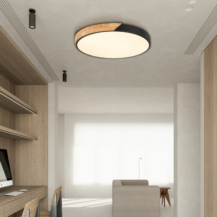 Delos Scandi Wooden Ceiling Light | Natural LED Designer Light