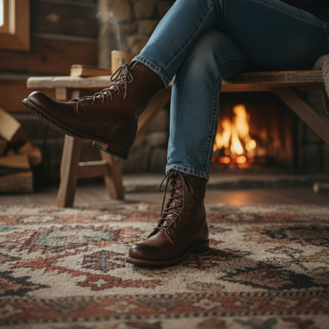 Women's lace-up boots with supportive sole