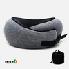 Front-support neck travel pillow with memory foam and fastener for sleeping on a plane
