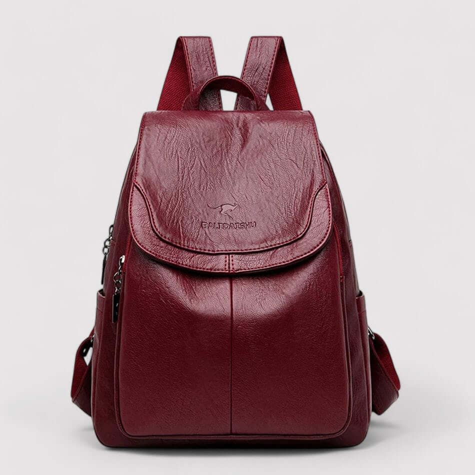Anti-Theft Leather Backpack