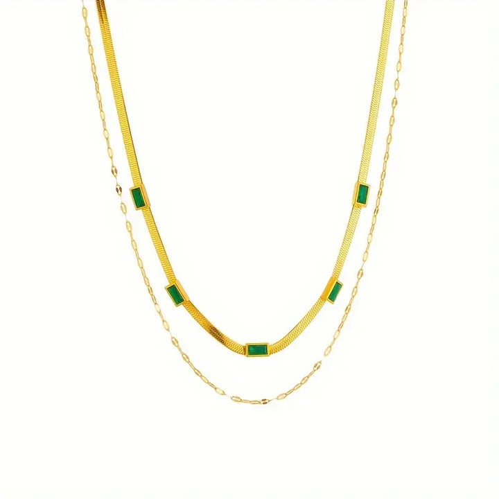 Double-layer gold necklace with elegant design