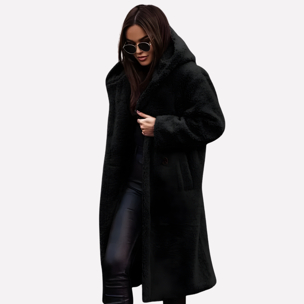 Women’s Hooded Coat with Button Closure