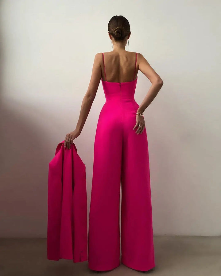 Sleeveless Jumpsuit with High Waist and Wide Legs