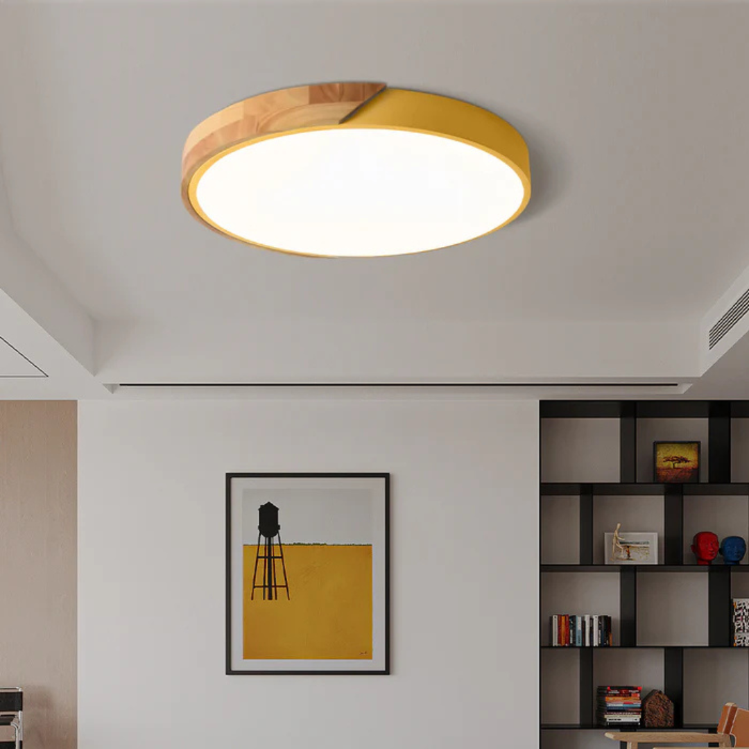 Delos Scandi Wooden Ceiling Light | Natural LED Designer Light