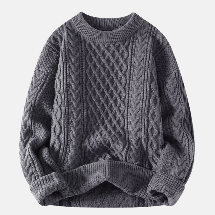 Men’s Solid Color Knitted Winter Sweater
