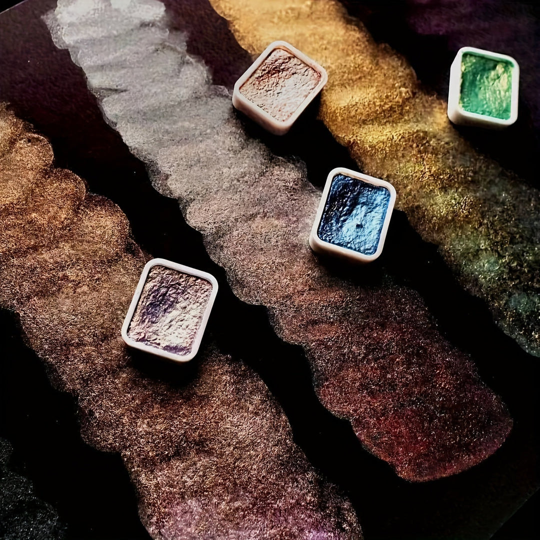 Pearlescent Watercolour Set – 20 Colors in Solid Form for Painting and Calligraphy