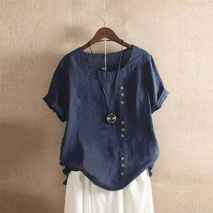 Retro Plus Size Casual Loose CottonAnd LinenShort Sleeves