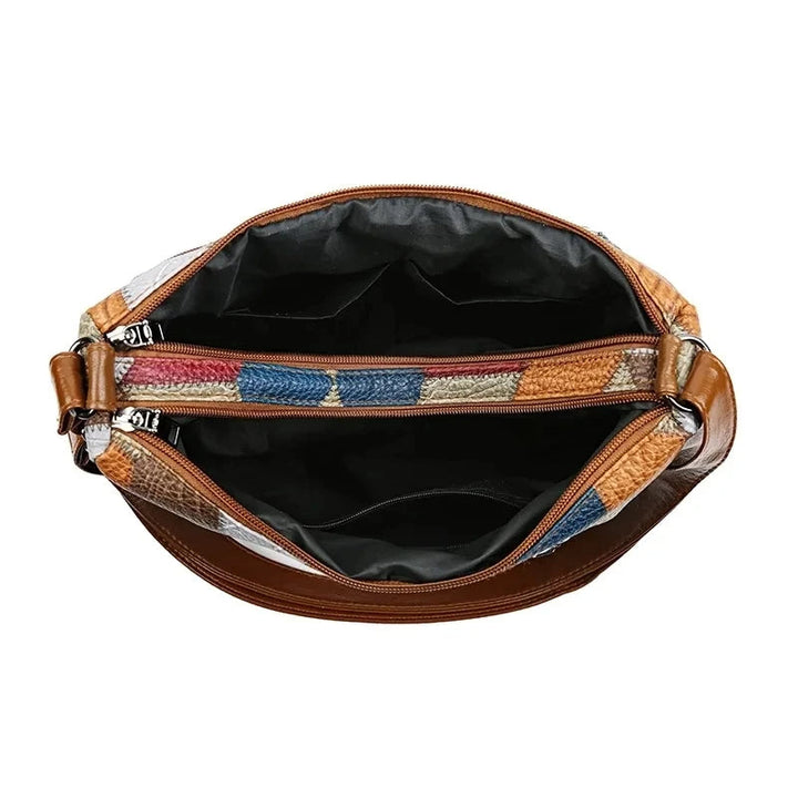 Everyday Patchwork Bag with Faux Leather Inserts.