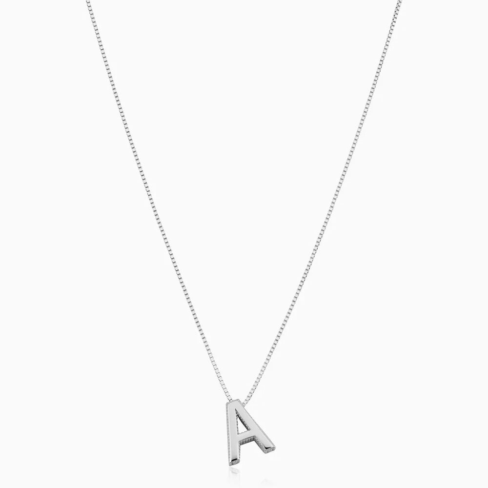 Refined white gold necklace with initial pendant.