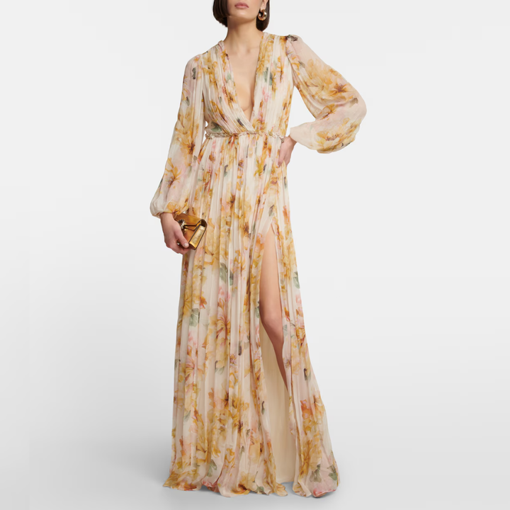 Elegant Linen Silk Midi Prom Dress Women