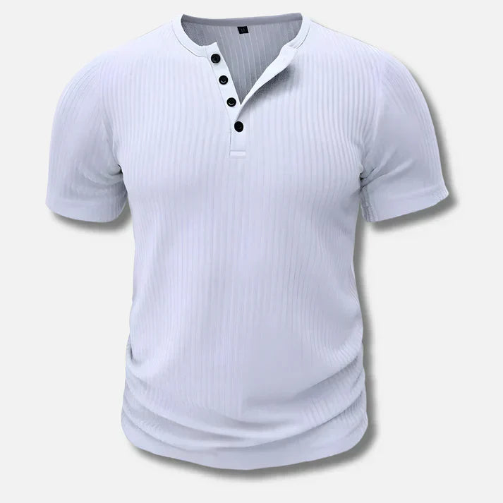 Slim-Fit Henley T-Shirt for Men with Button Closure