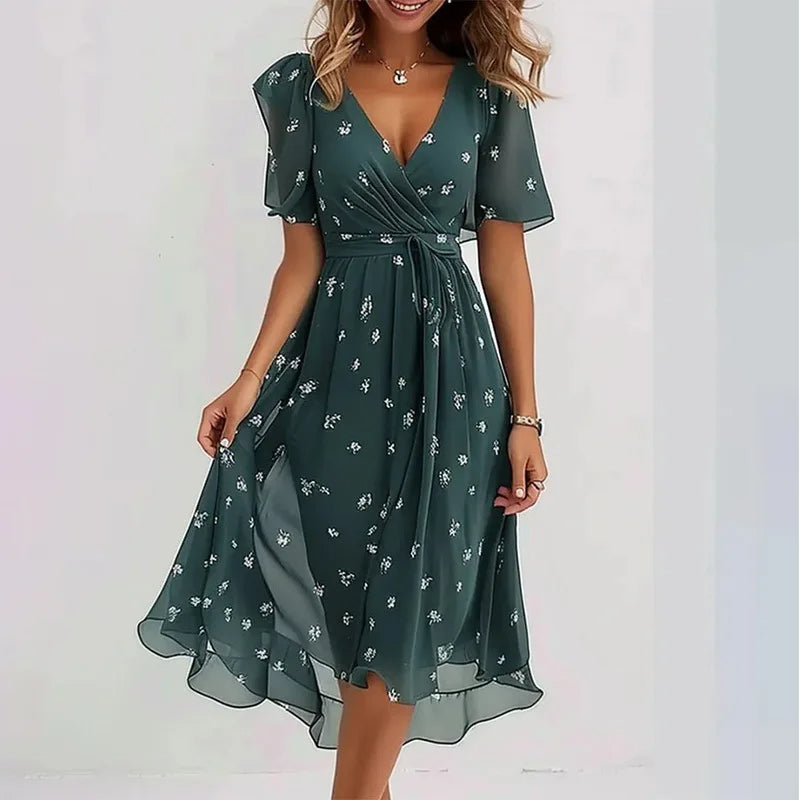 Flowy Floral Summer Dress (Knee-Length)