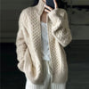 fine wool Cardigan with High Neckline