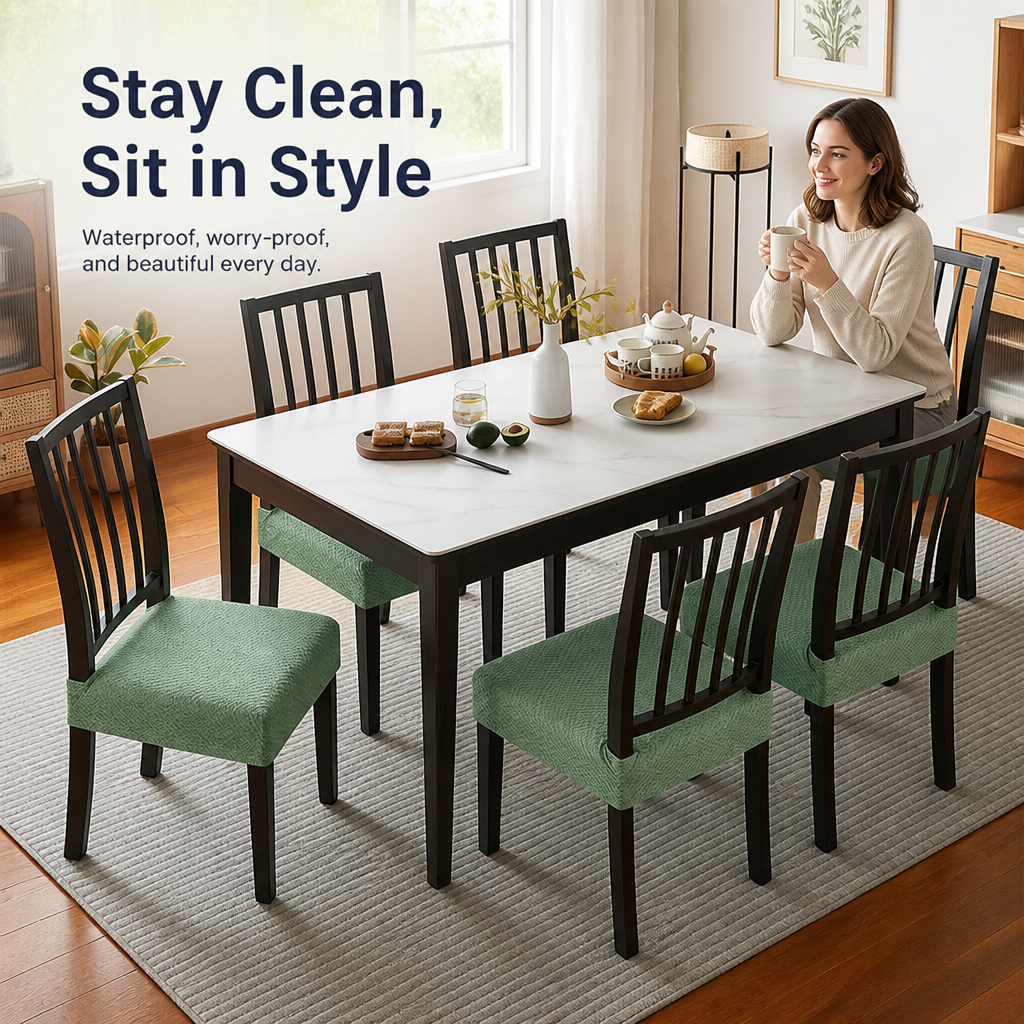 Waterproof Stretch Woven Chair Covers, Non-Slip Jacquard Polyester