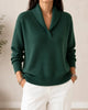 Soft V-Neck Sweater with Cowl Collar