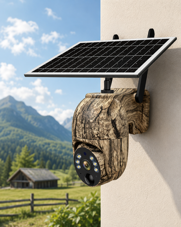 Solar-Powered Wireless Security Camera with 4G LTE or Wi-Fi, 2K, PTZ, Night Vision