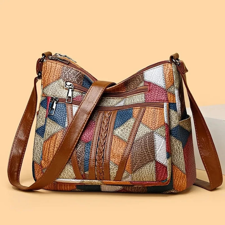 Everyday Patchwork Bag with Faux Leather Inserts.