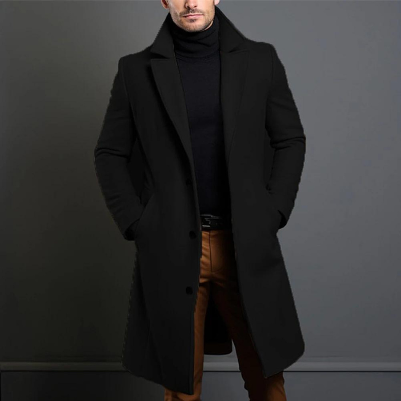 Men's wool coat – tailored long winter coat for work and city wear