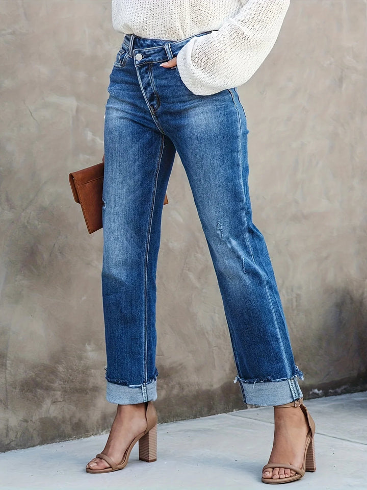 Women's Asymmetric Straight-Leg Jeans