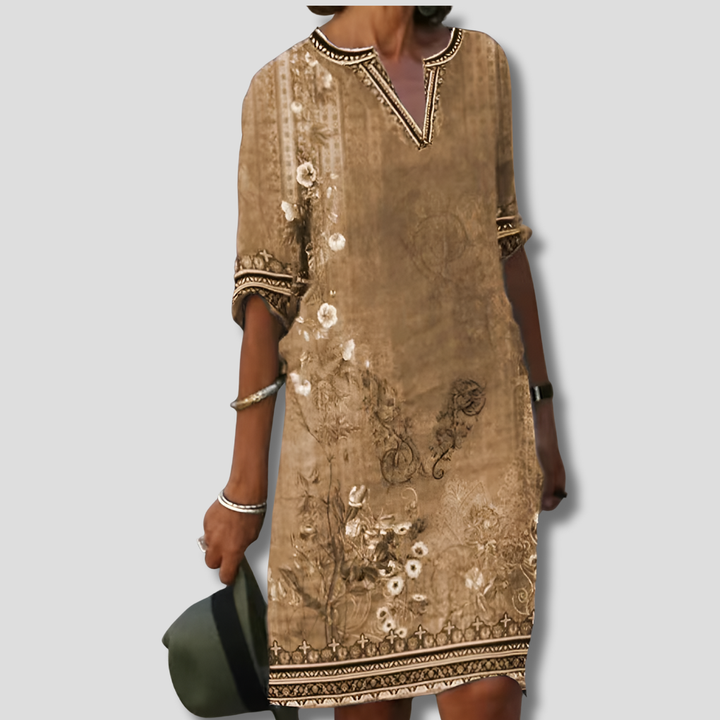 Effortlessly and Comfortable Boho Floral Ruffle Dress