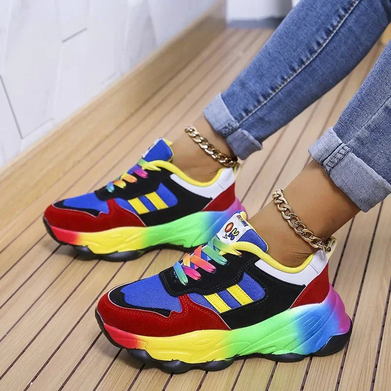 Trendy Multicolor Sneakers with Platform Sole