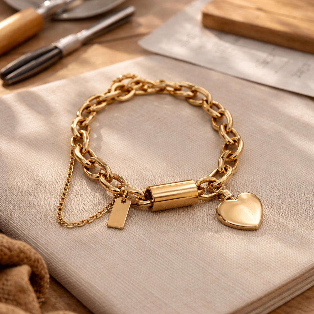 Aurex Chunky Bracelet – Gold-Colored Statement Bracelet