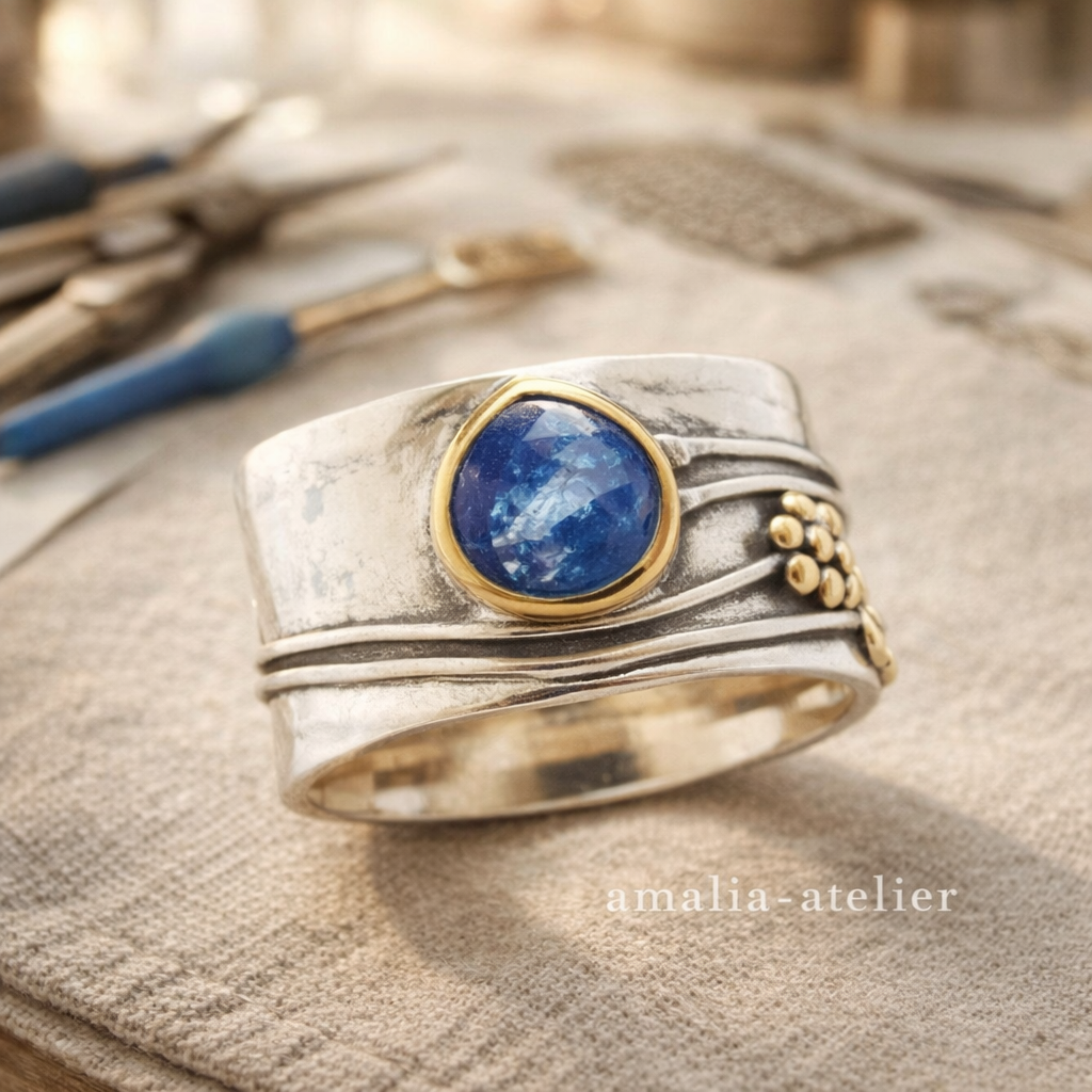 Aurélia Vintage Ring with Blue Stone