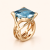 Elegant rose gold ring with blue cubic zirconia
