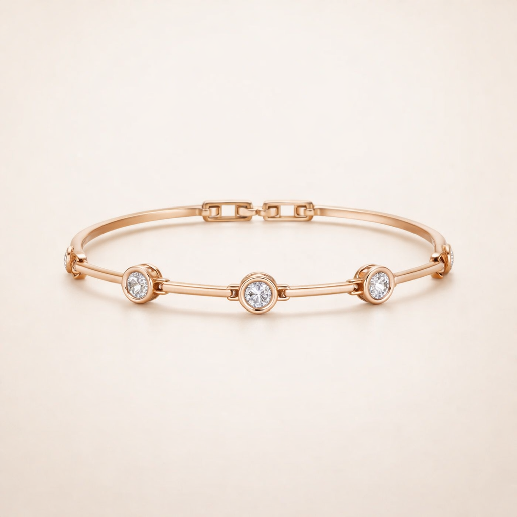 Elara Cubic Zirconia Bracelet – Gold-Colored Elegance