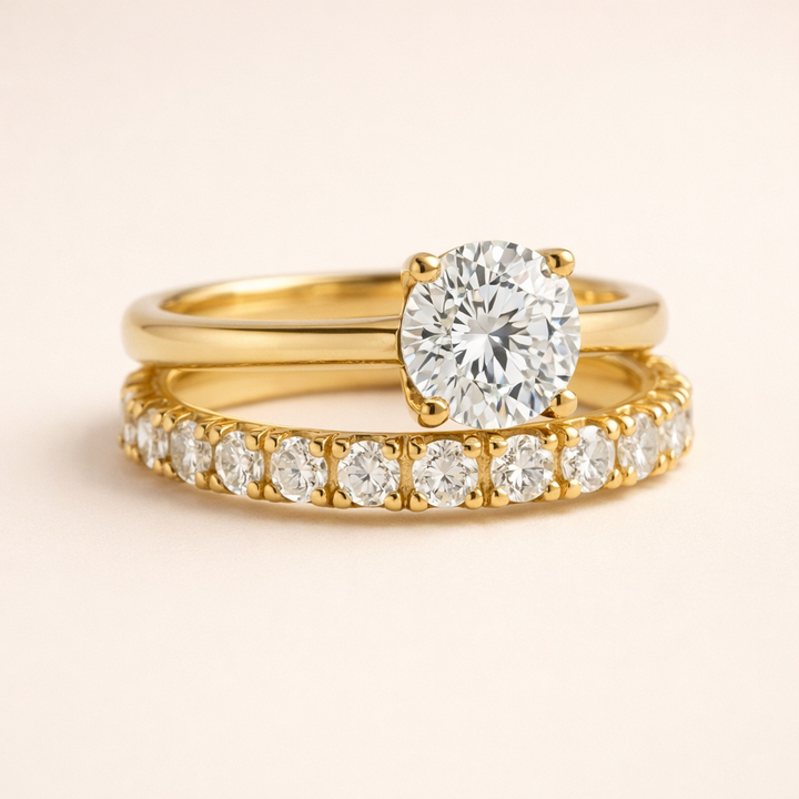 Gold diamond ring set