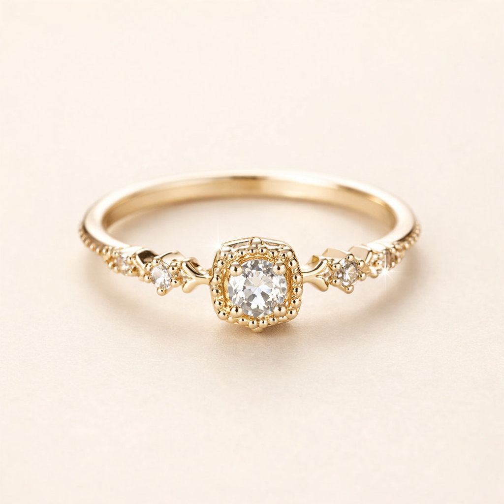 Vintage crystal candle gold ring