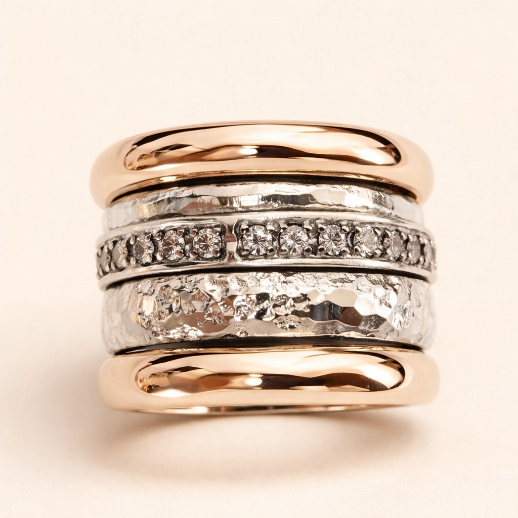 Multicolored gold ring