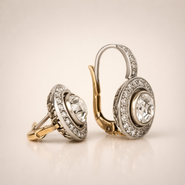 Retro gold and silver crystal earrings