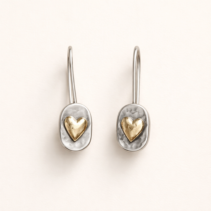 Retro handmade heart earrings