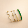Gold-Colored Bracelet Set with Emerald-Green Stones