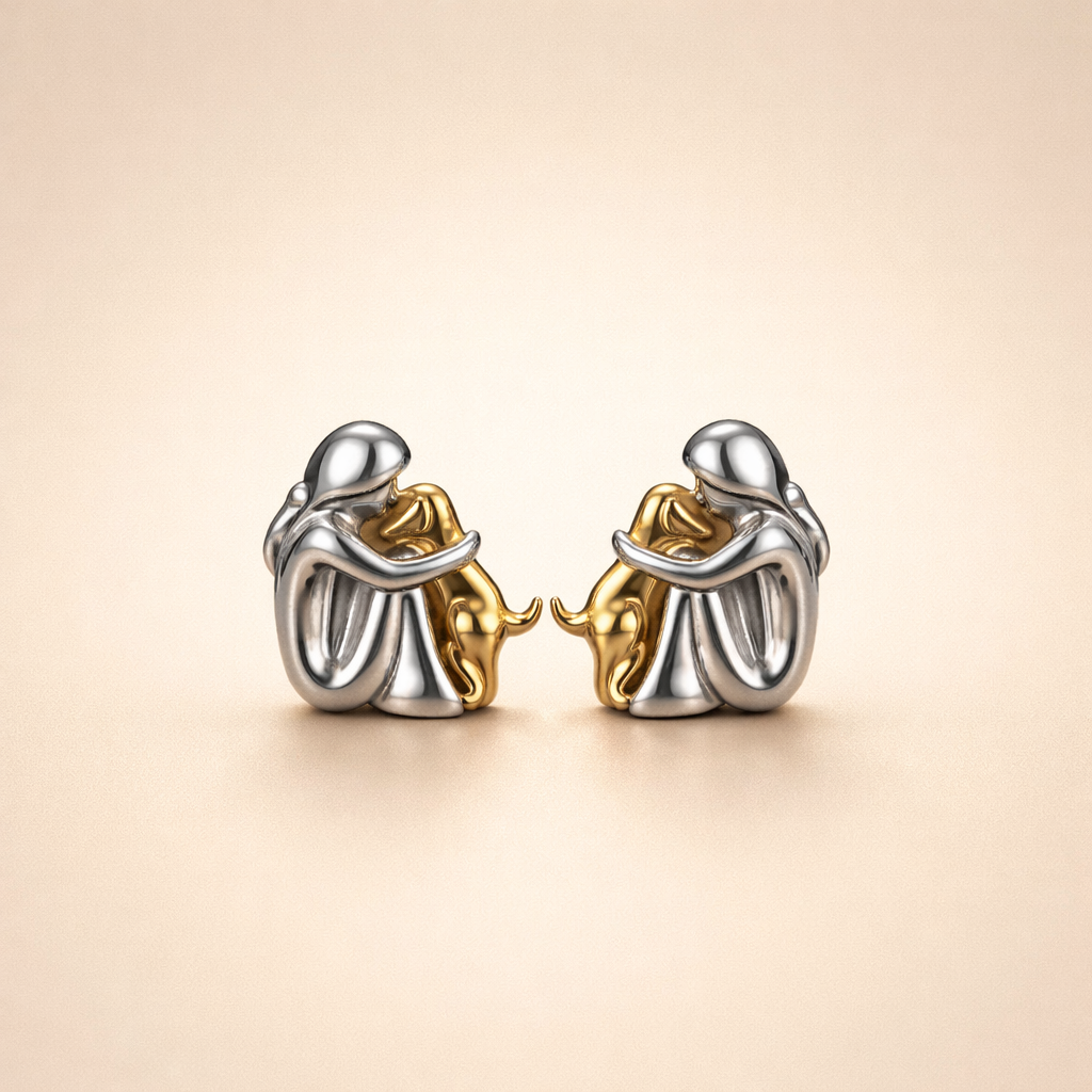 Minimalist silver earrings with subtle round shapes