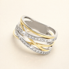 Radiant cubic zirconia ring in mixed gold