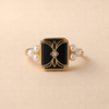 Elegant gold ring with antique black pearl