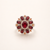 Elegant gold ring with scarlet petals