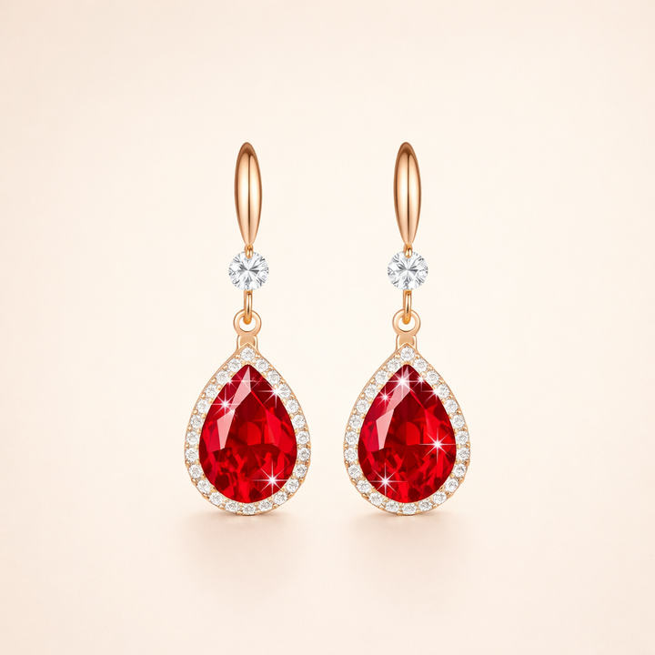 Elegant pink gold earrings with drop-shaped cubic zirconia