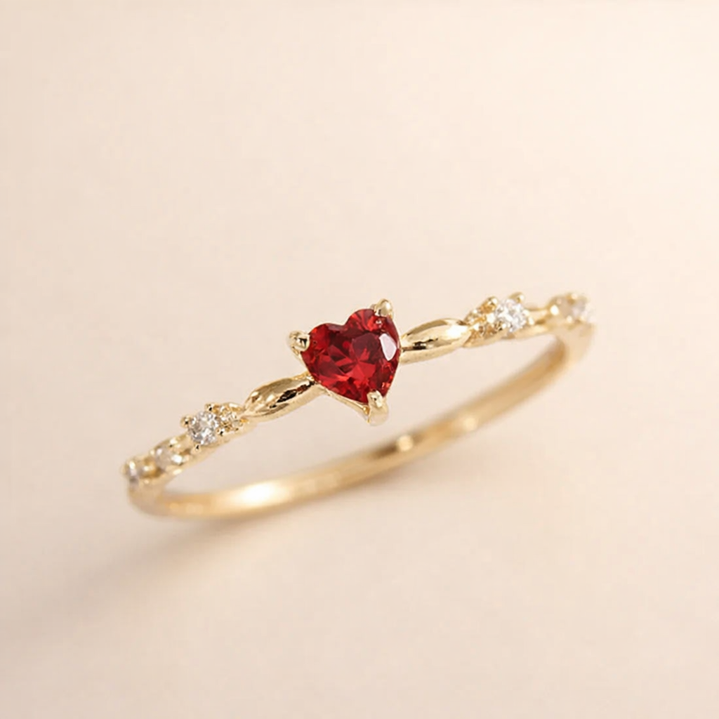 Refined white gold ring with subtle heart shape