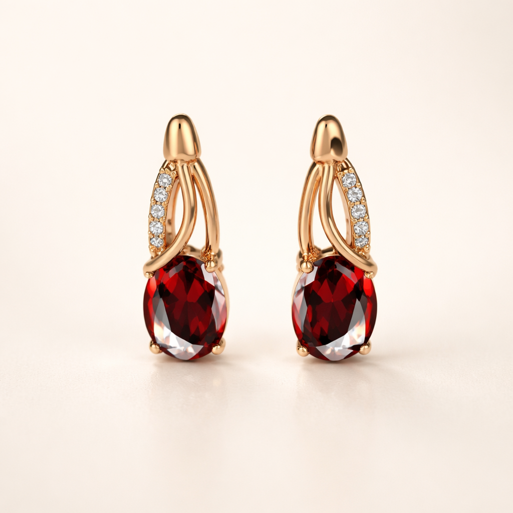 Elegant gold earrings with cubic zirconia stones