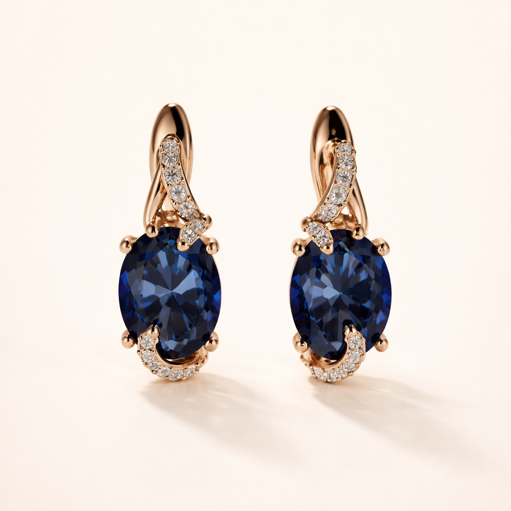 Elegant gold earrings with a refined hanging link
